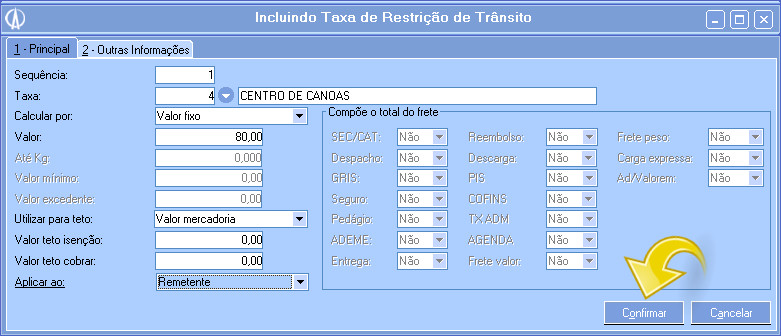 Incluindo taxa de restrição de trânsito.