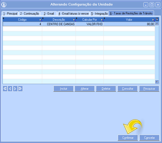 Alterando configurações da unidade.
